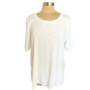 J. Jill Pima Cotton Scoop Neck Elbow Sleeve Tshirt White Womens XL Closet Staple